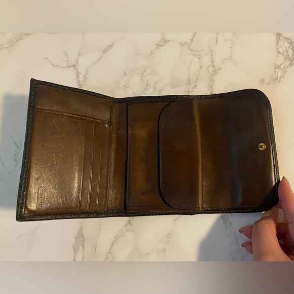 COACH VINTAGE SONOMA BROWN PEBBLE LEATHER COMPACT CLUTCH - Picture 4 of 10